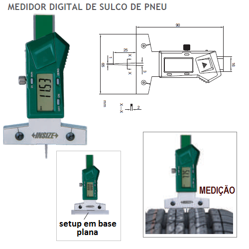 Medidor Digital de Sulcos de Pneu