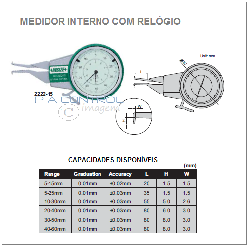 Medidor interno com Relógio  Analógico