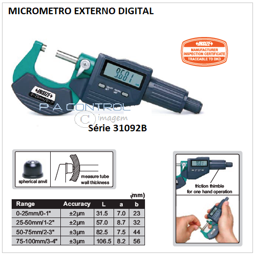 Micrômetro Externo Digital com Fricção (catraca)