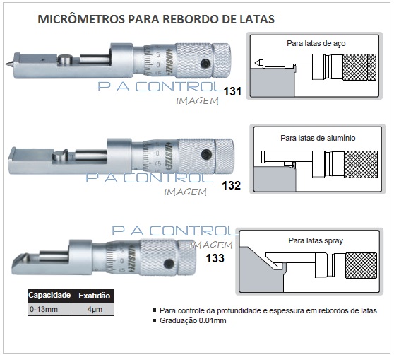 Micrômetro para rebordo de latas