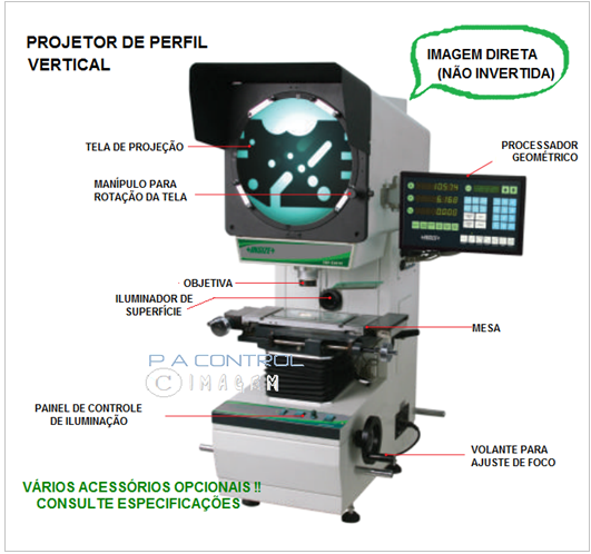 Projetor de Perfil Vertical com processador geométrico Insize