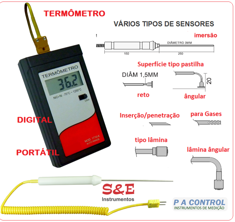 Termômetro portátil digital S&E Instrumentos