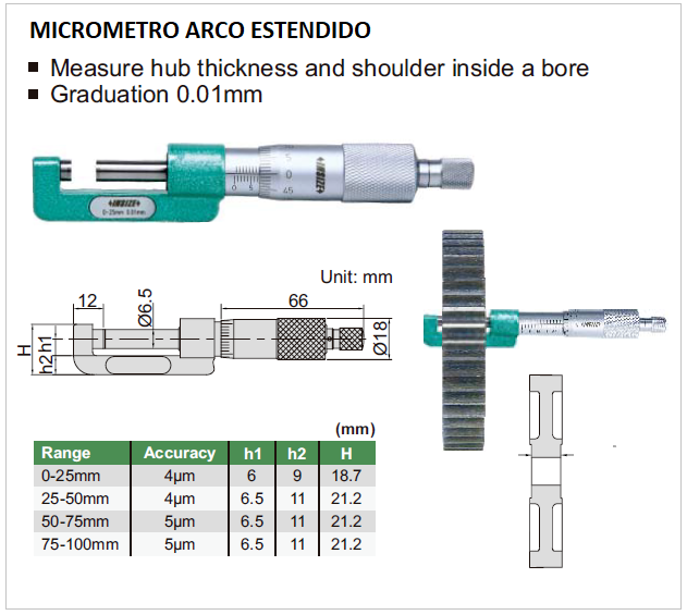 Micrômetro Analógico com Arco Estendido