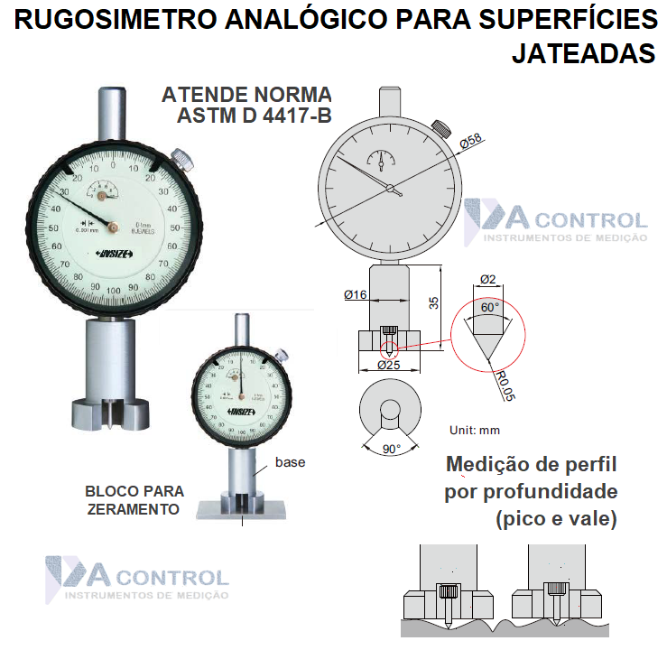 RUGOSÍMETRO ANALÓGICO PARA SUPERFÍCIES JATEADAS