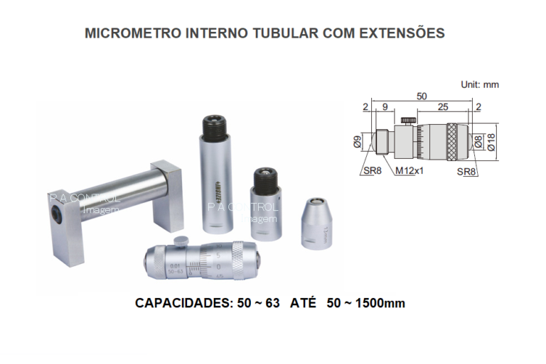 Micrômetro Interno Tubular com Extensões