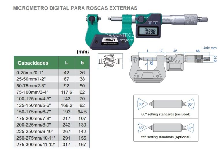 Micrômetro Digital para Medição de Roscas Externas